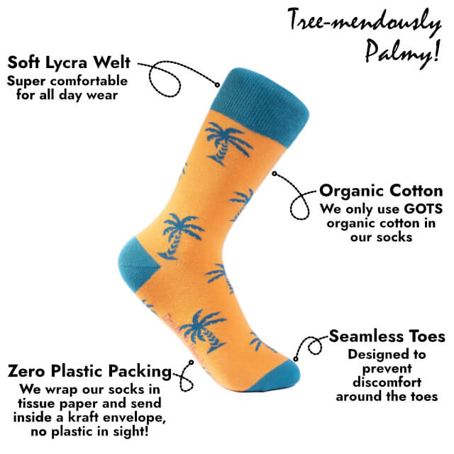 Orange & Green ''Positively Palm'' Organic Cotton Summer Socks