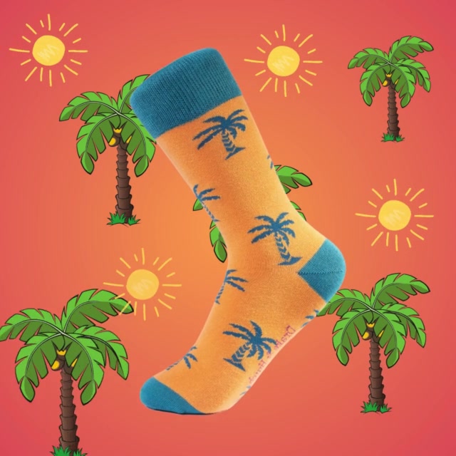 Orange & Green ''Positively Palm'' Organic Cotton Summer Socks