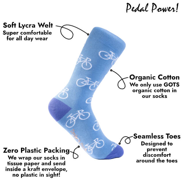 Sky Blue & White Tour De Tours Organic Cotton Socks