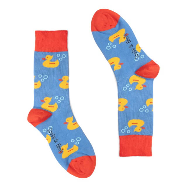 Blue & Yellow ''Happy Rubber Duckie'' Organic Cotton Socks