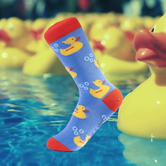 Blue & Yellow ''Happy Rubber Duckie'' Organic Cotton Socks
