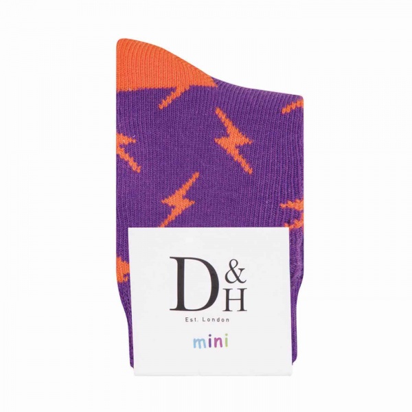 Baby Hutch Purple & Orange Lightning Bolts Cotton Socks