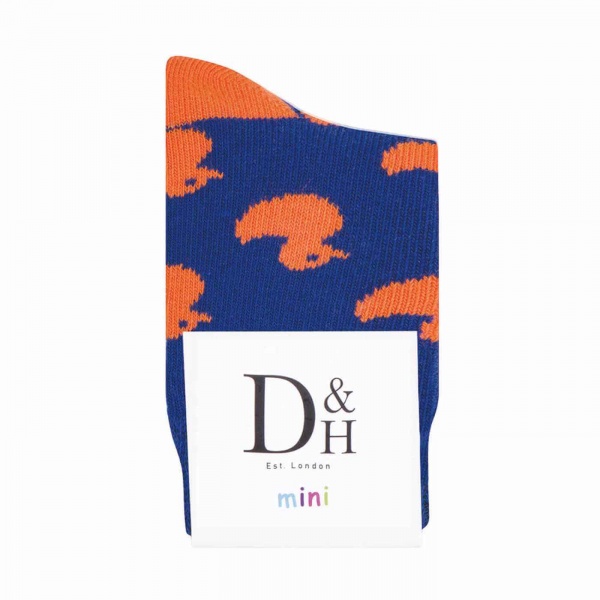 Baby Hutch Rubber Duckie Cotton Socks, Blue & Orange
