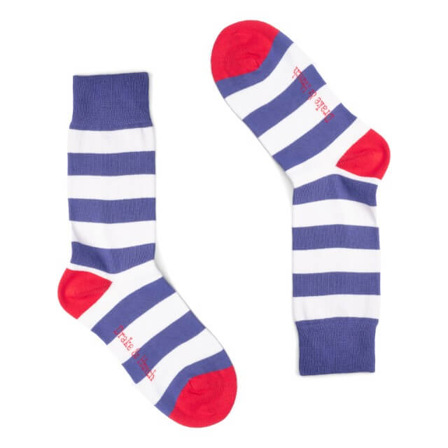Blue & White Dual Striped Organic Cotton Socks