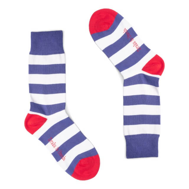 Blue & White Dual Striped Organic Cotton Socks