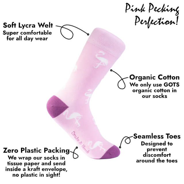 Pink & White ''Flamingo Hot'' Organic Cotton Summer Socks