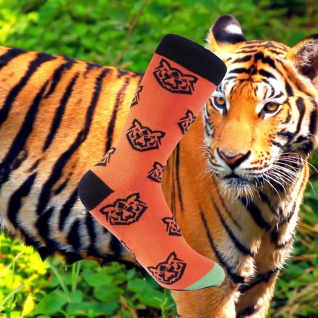 Orange & Black ''Tim The Tiger'' Organic Cotton Socks