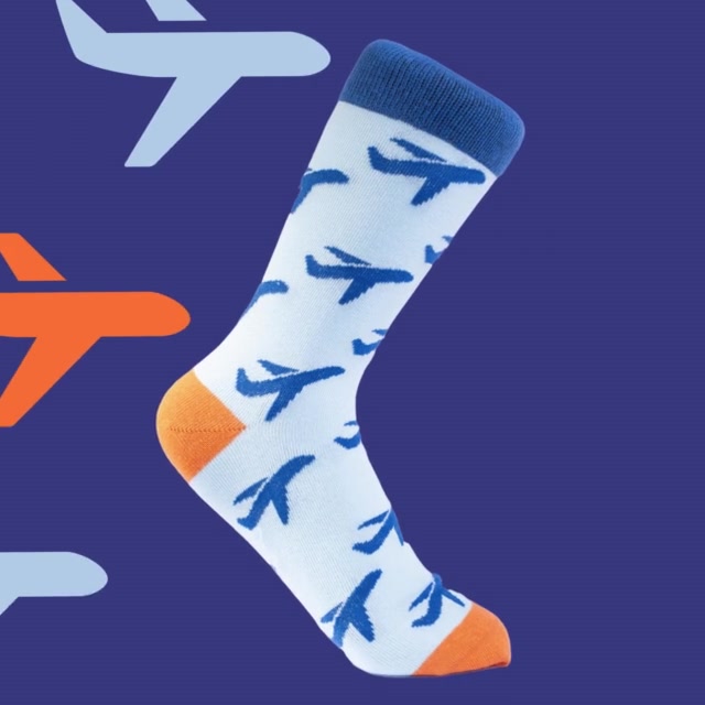 Blue & Orange ''Flying High'' Organic Cotton Socks