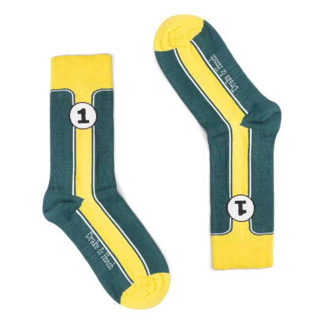 Green & Yellow ''Let's Go Racing'' Organic Cotton Socks