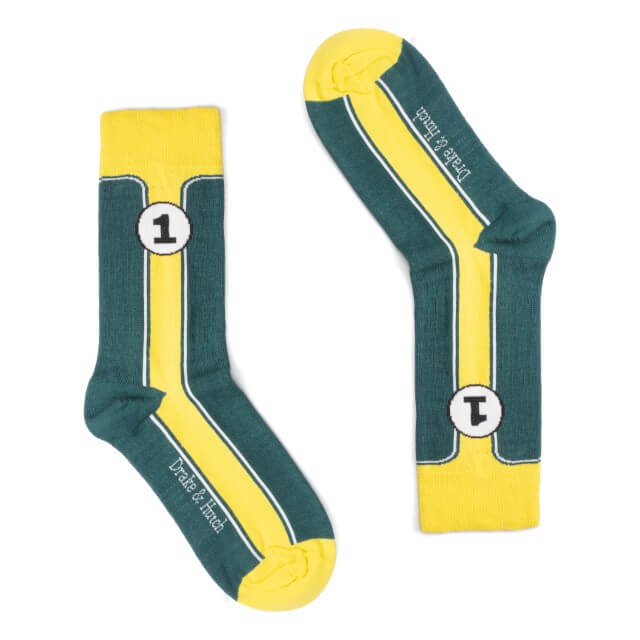 Green & Yellow ''Let's Go Racing'' Organic Cotton Socks