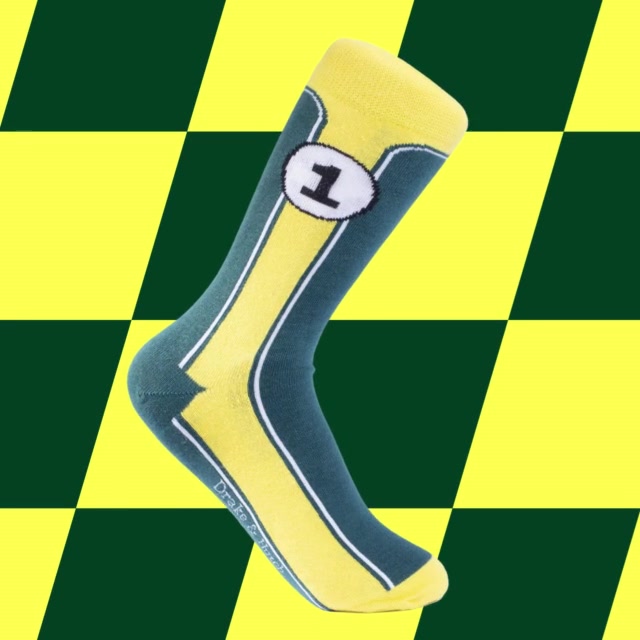 Green & Yellow ''Let's Go Racing'' Organic Cotton Socks