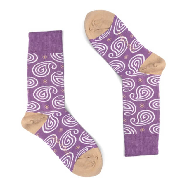 Purple & White ''Illusive Paisley'' Organic Cotton Socks