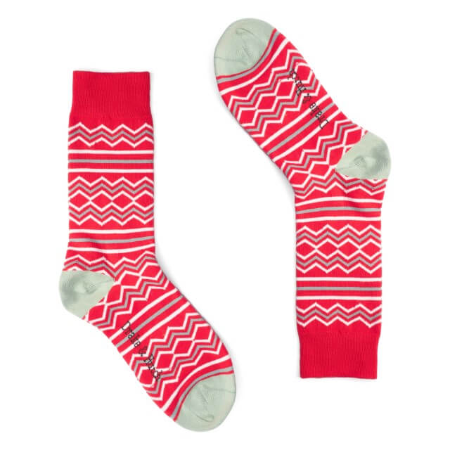 Red & Green Christmas ZigZag Organic Cotton Socks