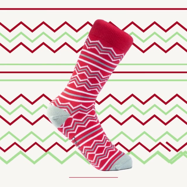 Red & Green Christmas ZigZag Organic Cotton Socks