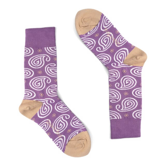 Purple & White ''Illusive Paisley'' Organic Cotton Socks