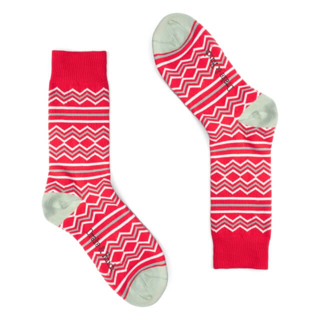 Red & Green Christmas ZigZag Organic Cotton Socks