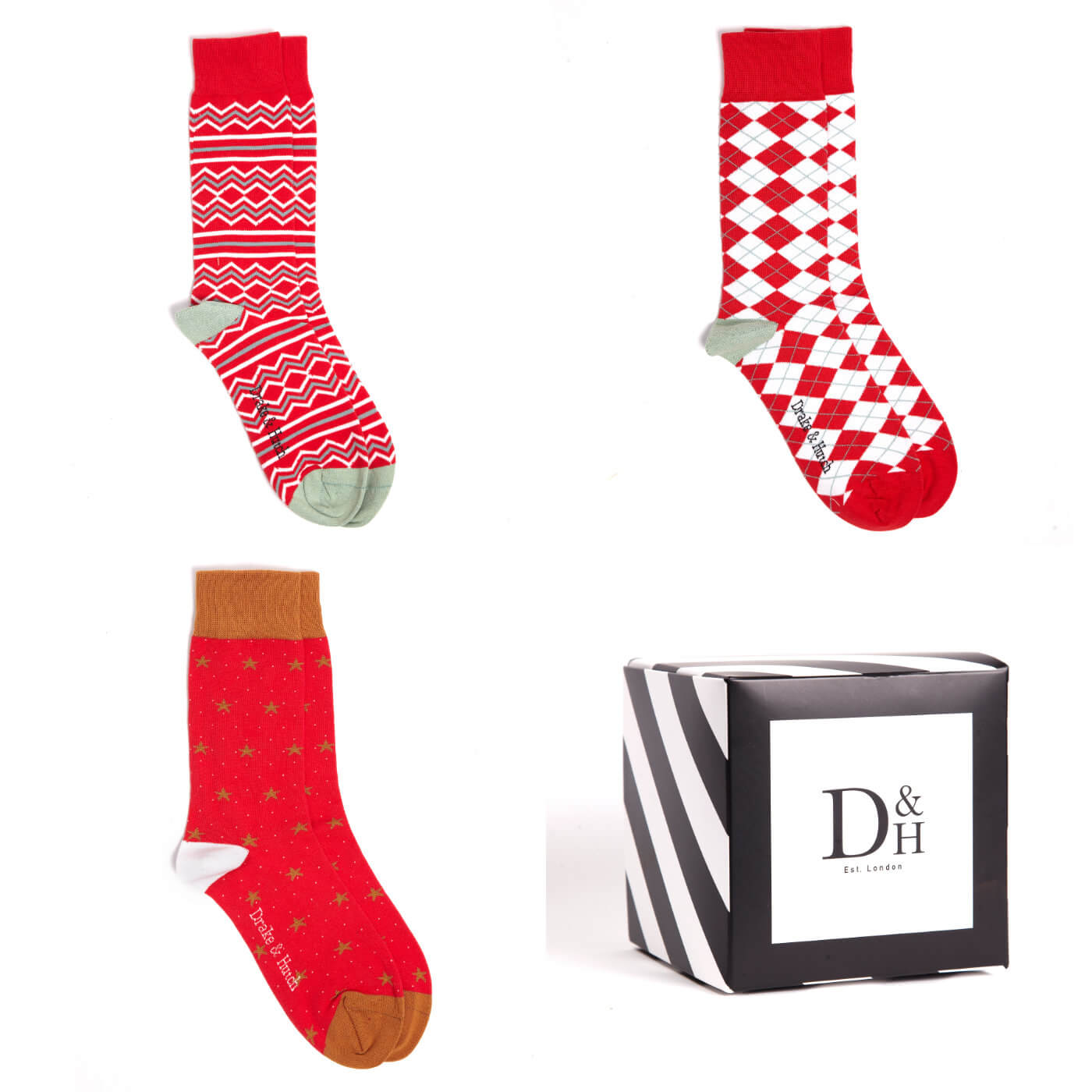 Christmas Sock Selection - 3 Pack of Socks with Gift Box